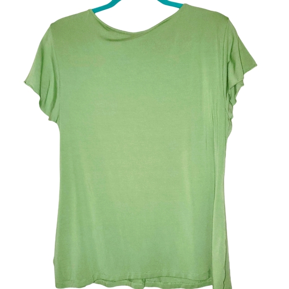 Style & Co. Crop Sleeve V-Neck Flowy Dress Top Green 556 - Picture 4 of 6
